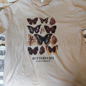 Beige Butterfly Graphic Tee